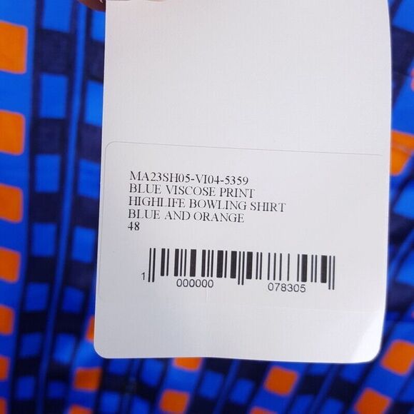 WALES BONNER Mens Shirt Size 48 Blue Button Up HIGHLIFE BOWLING SHIRT $670 - Picture 5 of 9